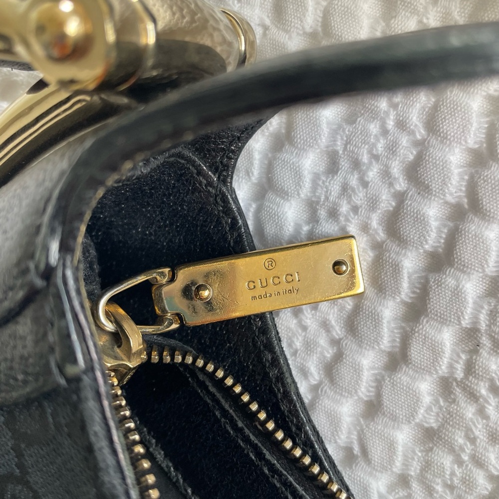 Gucci Creole hobo bag in black canvas with gold hardware - Picture 8 of 16